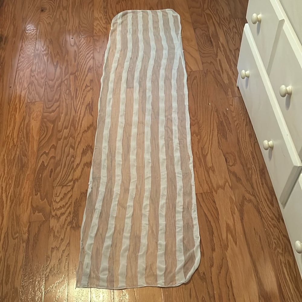 Women’s Lightweight White Striped Shawl Scarf 16.5” by 60”